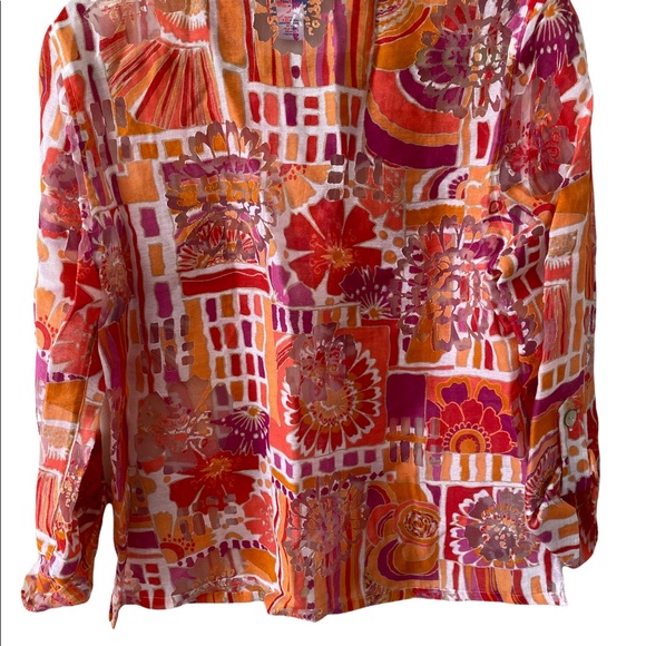 Sapphire Star Women’s Pink Orange Sheer Blouse SZ 14 - Picture 6 of 6